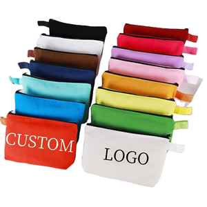 Custom Design Logo Full Color Long <b>Plain</b> Organizer Gift Pencil Cotton <b>Canvas</b> Toiletry Travel Makeup Cosmetic Bag Pouch - Product Image 1