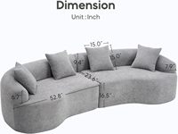 Ensemble de canapés incurvés en PU compressé sans structure, 4 places, revêtement en chenille, moderne, minimaliste, léger, sans assemblage, pour salon