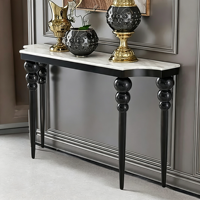 Console étroite en marbre avec structure en acier inoxydable, buffet mural de luxe pour couloir d'hôtel et entrée de maison