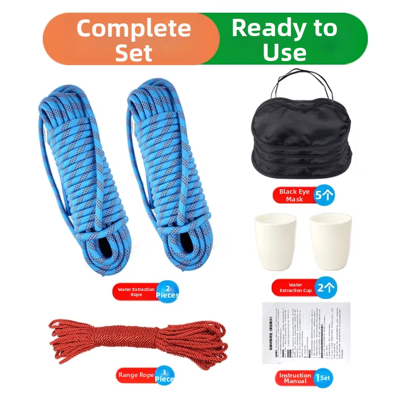 Blue Water-drawing rope  2-range rope  1-cups  2-eye masks  5