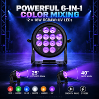Projecteur LED sans fil 12x18W 6-en-1 RGBWA+UV 2.4G DMX512 sans fil pour éclairage de scène et d'événements