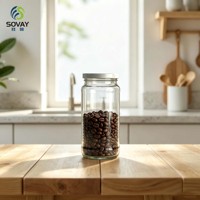 Pot de conservation cylindrique en verre transparent de 440 ml, à bouche vissée, pour aliments secs, usage commercial et emballage de détail