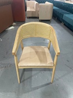 Fauteuil individuel en bois d'extérieur, style moderne français, avec dossier en rotin, pour restaurant, café, salon de thé, cantine, hôtel et salle à manger