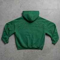Sweat à capuche zippé court pour homme, en coton épais, délavé à l'acide, style streetwear, avec broderie de lettres et patchwork, personnalisable OEM
