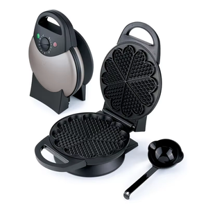 <span class=keywords><strong>Gaufrier</strong></span> électrique en acier inoxydable en forme de cœur avec contrôle de brunissement réglable sur 7 niveaux, fer à gaufres rond classique 1400W - Product Image 5