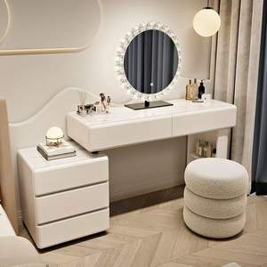 Toeletta <span class=keywords><strong>per</strong></span> Trucco Stile Cremoso, Moderna e Semplice da Principessa con Specchio in Cristallo - Product Image 4