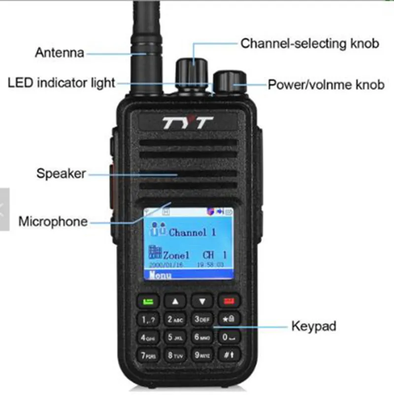 Digitales Walkie Talkie Dualband 5W 2-Wege-Radio mit GPS optional TYT MD-UV380 AES/ARC DMR Walkie Talkie