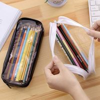 Articles de toilette de qualité étude travail papeterie examens bagages articles de toilette mat Pvc fermeture éclair noir blanc clair sac à crayons