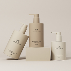 Tóc dầu bao bì chai đặt 250ml 350ml 450ml màu be Nhựa dầu gội Lotion bơm chai thiết lập với Hộp bao bì cho kem sang trọng - Product Image 4