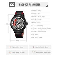 Reloj de Pulsera de Acero de Lujo para Hombre con Esfera de 48 mm, Correa de Cuero, Movimiento de Cuarzo con Volante Hueco 3D Giratorio de 360°