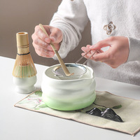 Vente en gros de bols à matcha en céramique de style japonais, OEM personnalisé, ensemble de fouets en céramique, ensemble d'outils pour le matcha