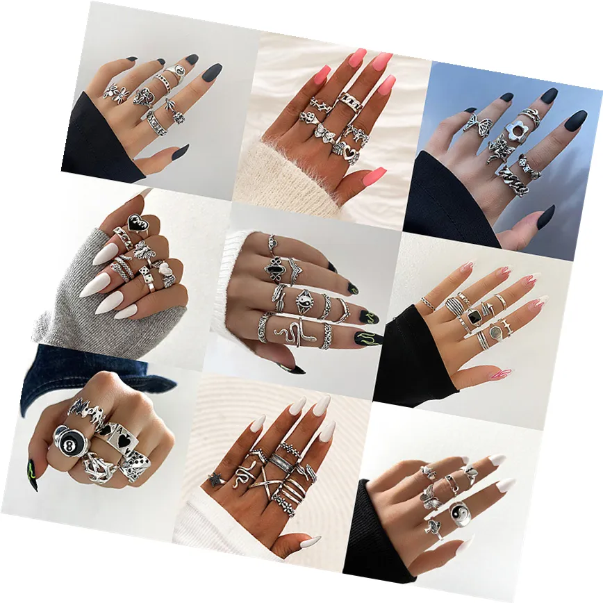 Wholesale Heart Knuckle Rings Sets Fashion Gold Plated Butterfly Finger Rings Set For Women