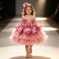 Robe tutu en tulle à plusieurs niveaux avec corsage à sequins et perles, bandeau fleuri assorti, costume de princesse pour Noël, robe de fête pour bébé fille