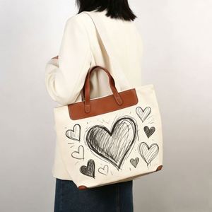 Sacs de shopping personnalisés en gros, sacs fourre-tout en toile de coton vierges, sacs promotionnels réutilisables personnalisables avec logo imprimé - Product Image 2