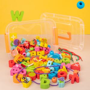 100 Pezzi di Perline Alfanumeriche per Allenamento Sensoriale, Gioco Matematico per Bambini e Ragazzi, Giocattolo Montessori in Legno per Età 2-14 Anni - Product Image 2