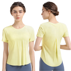 Women Training Exercise T-shirt Knitted Anti-pilling Eco-friendly Quick Dry Summer Running Fitness Gym Sports Yoga Tops <b>Short</b> - Product Image 1