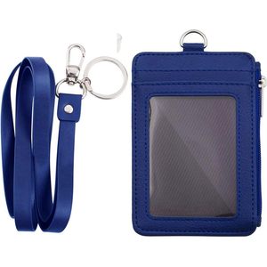 Portatarjetas vertical de cuero PU Delgado, 1 llavero, 1 ventana de identificación, 4 ranuras para tarjetas, 1 bolsillo con cremallera lateral, accesorio para portatarjetas 1 en 1 - Product Image 3