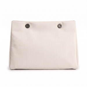 Sac à cosmétiques blanc élégant et spacieux avec fermeture magnétique plate, poche ouverte, toile PU, design personnalisé pour le rangement du maquillage - Product Image 4