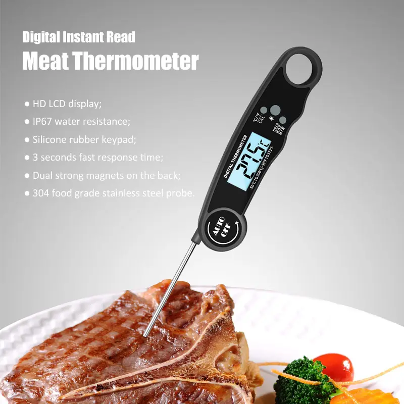 Waterproof BBQ Meat Thermometer Instant Read food Thermometer Cooking Kitchen Thermometer with Foldable Probe