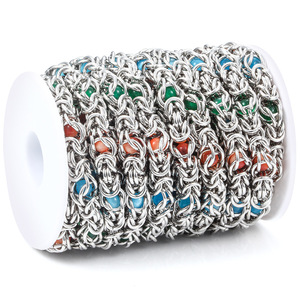 10MM Stainless Steel Ridge Chain by Meter | Colorful <b>Spacer</b> Beads Inside Wide Ridge Chain for DIY Jewelry Making - Product Image 4