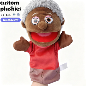 28CM Beweglicher Mund Interaktive Plüsch-Handpuppe Afrikanische Familienserie Superweiche Frühpädagogische Kinderspielzeug - Product Image 1