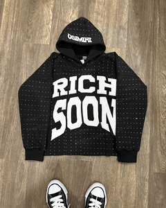 Biểu Tượng Tùy Chỉnh Unisex 380gsm Cắt <span class=keywords><strong>Off</strong></span> Cạnh Crop Áo Pháp Terry Bông Nguyên Liệu HEM Rhinestone Áo Cho Nam Giới - Product Image 6