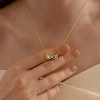 Collier pendentif infini à double cercle en argent 925 véritable incrusté de zircone, livraison rapide SPJ, ne ternit pas, pour anniversaire
