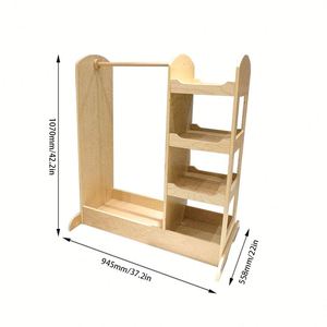 Séchoir à linge en bois massif pour intérieur, simple et robuste, pour salon et chambre, support de vêtements sur pied - Product Image 3