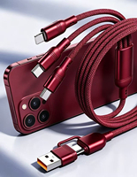 Kabel Charger HP 2 in 3 100W Nylon Braided Tipe-C Fast Charging USB-C dengan Transfer Data untuk Ponsel Tablet iPhone