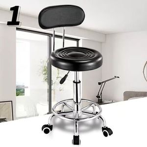 Venta caliente giratoria de elevación taburete redondo negro PU <span class=keywords><strong>Barber</strong></span> <span class=keywords><strong>Doctor</strong></span> taburete salón de belleza taburete redondo con respaldo - Product Image 4
