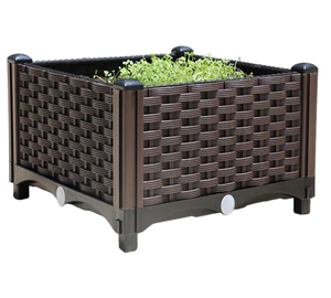 Jardinière surélevée en plastique durable, pot <span class=keywords><strong>de</strong></span> fleurs carré marron pour intérieur et extérieur, kit <span class=keywords><strong>de</strong></span> jardinière surélevée, bac <span class=keywords><strong>de</strong></span> plantation - Product Image 4
