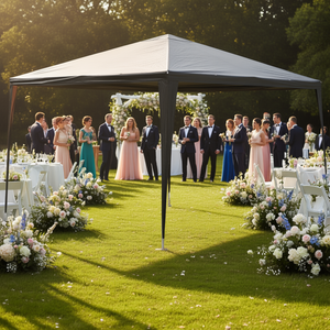 Carpa para Fiestas de Polietileno Antracita de 9.8'x9.8' con Apertura Rápida y Estructura de Acero para Bodas y Eventos - Product Image 2