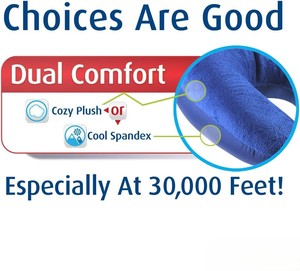 Oreiller de voyage pour <span class=keywords><strong>avion</strong></span> à microbilles double face bleu, super doux et confortable, en peluche et spandex rafraîchissant, avec soutien cervical personnalisable - Product Image 5
