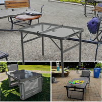 Table de barbecue portable et pliable au design moderne avec chariot de rangement intégré et table latérale pour la cuisson en extérieur – Accessoire indispensable pour le barbecue