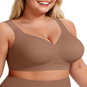 Reggiseno sportivo da donna <span class=keywords><strong>taglie</strong></span> forti, sottile, traspirante, push-up, in maglia, senza ferretto, con coppe a 3/4 e design senza cuciture - Product Image 6
