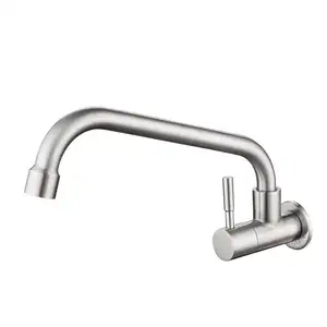 stainless steel 304 wall mounted 360 rotate spout kitchen faucet cold water tap made in china