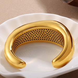 Fashion Cuff Bracelet Gold Hollow Design Oversized Open <b>Bangle</b> For Party Unisex Jewelry - Product Image 3