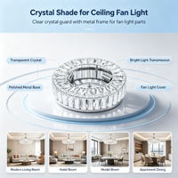 Ventilateur de plafond Guanghua de luxe avec abat-jour rond en cristal, éclairage élégant pour la décoration intérieure, abat-jour en cristal pour ventilateur