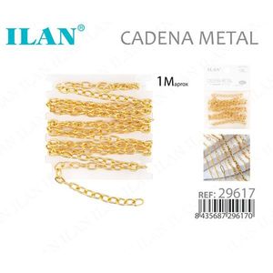 Catena in metallo Ilan, circa 1 metro, colore oro, per artigianato e creazione di gioielli - Product Image 1
