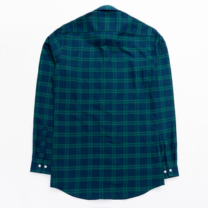 Mùa Đông Màu Xanh Lá Cây Sọc Tùy Chỉnh Flannel Nút Xuống Áo Sơ Mi Kinh Doanh Áo Sơ Mi Cho Nam Giới - Product Image 2