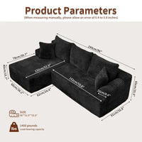 Canapé modulaire sectionnel en forme de L, moderne, en tissu, inclinable, trois places