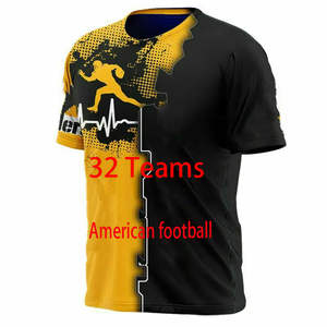 Camiseta de manga corta con cuello redondo para hombre con impresión digital 3D de equipo de fútbol americano de talla grande - Product Image 1