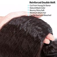 Rambut Manusia Kinky Straight dalam Bundel dengan Closure Set, 100% Ekstensi Rambut Virgin Tanpa Proses