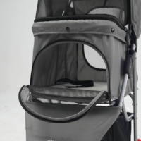 Promotion Chariot de transport pour animaux de compagnie pliable et réglable à 3 roues, en tissu Oxford vert, avec structure parapluie, portable, capacité 15 kg