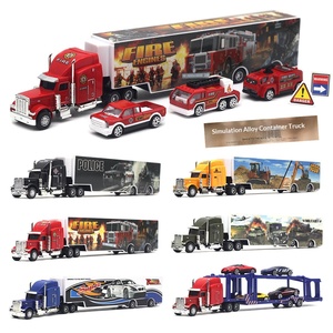 Modèle de <span class=keywords><strong>camion</strong></span> porte-conteneurs américain en métal à l'échelle <span class=keywords><strong>1</strong></span>/48 de 34 cm avec un ensemble de 3 voitures, jouet transfrontalier en promotion - Product Image 5