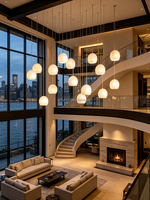 Lustre linéaire LED moderne, luminaire suspendu de luxe en albâtre, lustre long pour escalier, lustre rond pour plafonds hauts