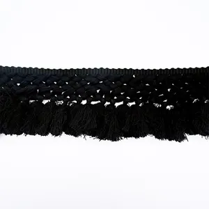 Tassel Lace Polyester Handmade Tassel Tent Clothing Decoration Hot Selling High-quality Black 100% Polyester Fashionable 15yards