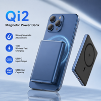 Batterie externe magnétique sans fil portable Qi2 5000 mAh USB-C avec charge rapide Qi pour iPhone