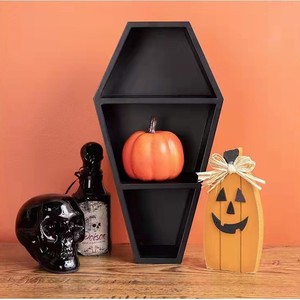 Wooden Gothic Style Storage Rack 3 Floors Halloween <b>Decoration</b> Desktop Indoor Shelf Pumpkin Shape - Product Image 1