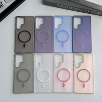 Étui de téléphone magnétique à motif ondulé mat pour Samsung S22/S25 Ultra S23 Plus S24 FE S25 EDGE OPPO Find X7 Ultra PC